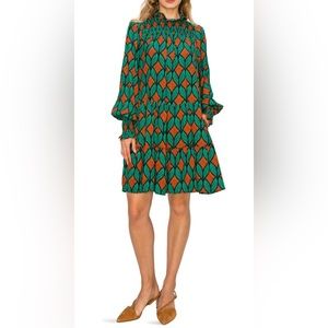 Melloday smocked neck dress